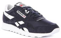 Reebok Classic Nylon Lace Up Mens Trainers In Navy White UK 8 - 12
