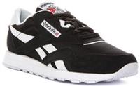 Reebok Classic Nylon Lace Up Mens Trainers In Black White UK 7 - 12