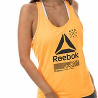 Reebok Women's Activchill Orange Graphic Tank Top B45080  B109 - UK 4-6 Regular