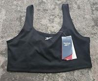 BNWT Reebok Womens Black Ribbed Bralet, Low Impact Sports Crop Tops Size 16-18 - 16-18 Regular