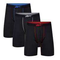 Reebok Graeme Mens Performance 3 Pack Long Sports Trunks - Black Multi