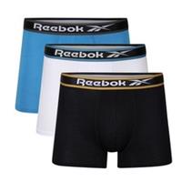Reebok Mens Bamboo 3 Pack Balen Trunks - Black/White/Blue Slate