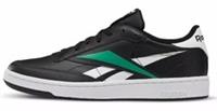 UK size 8.5 - reebok classic club COMFY trainers LEATHER black green RARE