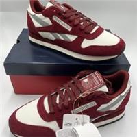 Reebok Classic Size UK 6.5 Maroon/ chalk/ grey leather trainers Burgundy BNIB