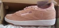 UK size 6.5 - reebok CLASSIC club comfy suede trainers peach white gum sole