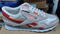 UK size 4.5 - reebok classic nylon comfy walking trainers buff pink mason red