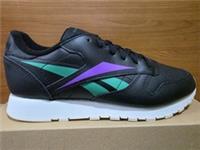 UK size 4.5 - reebok CLASSIC genuine LEATHER trainers Black Purple Green Rare