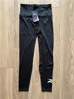 REEBOK WORKOUT READY BIG LOGO SPORTS TIGHTS WOMENS MEDIUM BLACK &pound;30 RRP BNWT - M Regular