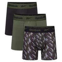 Reebok Nikhill 3 Pack Sports Trunks Black/Grit Green