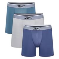 Reebok Fawkes 3 Pack Long Sports Trunks Blue/Grey