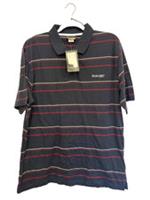 Reebok Navy Striped Short Sleeved Polo T Shirt Size L - L Regular