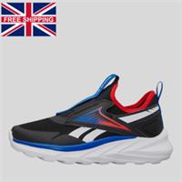 Reebok Kids Lite Spinner Slip-On Running Shoes, Black Blue Red Clearance
