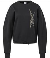 Reebok Womens Vector Logo Crewneck Safari Cover Up Black Sweatshirt Size M New - M Regular