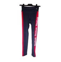 Reebok Linear Tape Leggings Size XS UK 8-10 Heritage Navy & Red Logo Striped - XS Regular