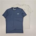 Reebok Mens Pack Of 2 T Shirt Grey Navy Small Short Sleeves Performance Tee - S Regular