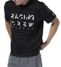 Reebok Racing Crew Training Top Mesh Vent T-Shirt Mens Short Sleeve Black Woven - M Regular