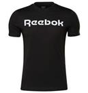 Mens Reebok Logo T-Shirt Top Slim Fit - Black - Gym Running Fitness - M Regular