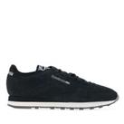 Men's Trainers Reebok Classic Leather Lace up Casual in Black