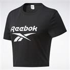 Reebok Womens Large Logo Cropped Tshirt - Black / XS - XS Regular