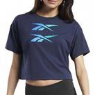 Reebok Womens Boxy Short Sleeve Training Top T-Shirt Tee - Navy