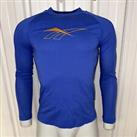 Mens Small T-Shirt REEBOK Classic Vector Embroidered Long Sleeve Gym Blue (S) - S Regular