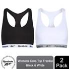 Crop Top Black White Cotton Elastane Racerback Removable Pads Stylish Support S - S NA