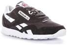 Reebok Classic Nylon Suede Lace Up Casual Trainers Black White Mens UK 6 - 12