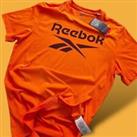 Reebok Orange T-shirt Logo 100% Cotton Size L Brand New With Tags - L Regular