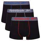 Reebok Mens Performance 3 Pack Boxer Short Sports Stott Trunks - Black