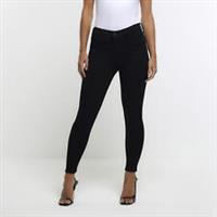 River Island Womens Bum Sculpt Jeans Petite Black Skinny Mid Rise Pants Bottoms - 4 Extra Short Petites