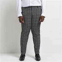 River Island Mens Suit Trousers Big & Tall Grey Slim Fit Check Pants Bottoms - 48 Regular Big & Tall