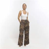 River Island Womens Cargo Trousers Petite Khaki Camo Embellished Pants Bottoms - 4 Petites