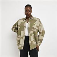 River Island Womens Jacket Plus Khaki Camo Oversized Button Outerwear Top - 26-28 Plus