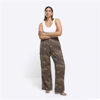 River Island Womens Cargo Trousers Plus Khaki Camo Embellished Pants Bottoms - 20 Plus