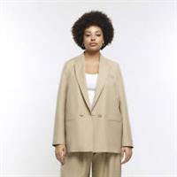 River Island Womens Blazer Plus Beige Oversized Long Sleeve Outerwear Top - 24 Plus