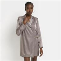 River Island Womens Mini Blazer Dress Bronze Satin Long Sleeve Outerwear Top - 10 Regular