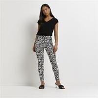 River Island Womens Skinny Jeans Petite Black Zebra Bum Sculpt Pants Trousers - 8 Extra Short Petites