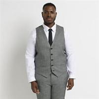 River Island Mens Waistcoat Big & Tall Grey Houndstooth Sleeveless Slim Fit Top - 50 Regular Big & Tall