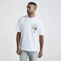 River Island Mens T-Shirt White Regular Fit Monet Graphic Short Sleeve Tee Top - M Regular