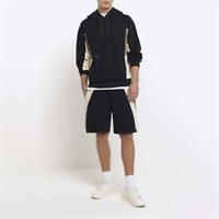 River Island Mens Shorts Black Regular Fit Colour Block Drawstring Bottoms - L Regular