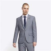 River Island Mens Suit Jacket Blue Skinny Fit Dogtooth Lapels Outerwear Top - 38 Regular Regular