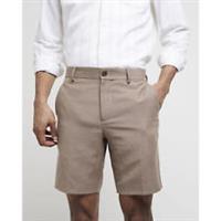 River Island Mens Shorts Stone Slim Fit Linen Blend Side Slip Pockets Bottoms - 30 Regular