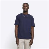 River Island Mens T-Shirt Navy RI Studio Regular Fit Short Sleeve Crew Tee Top - S Regular