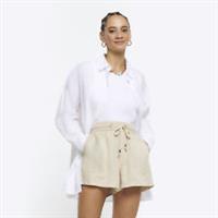 River Island Womens Elasticated Shorts Beige Lyocell Slip Pockets Bottoms - 18 Regular