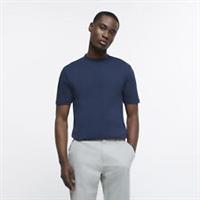 River Island Mens T-Shirt Navy Ri Studio Slim Fit Crew Neck Short Sleeve Tee Top