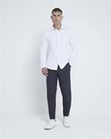 River Island Mens Jersey Shirt White Muscle Fit Long Sleeve Collared Buttons Top - M Regular