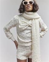 River Island Womens Pearl Jumper Cream Bow Roll Neck Long Sleeves Pullover Top - S Regular