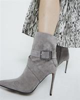 River Island Womens Boots Grey Woven Ankle Buckle Heeled Pointed Toe High Shoes