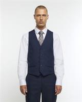 River Island Mens Suit Waistcoat Navy Skinny Fit Twill Two-Tone Outerwear Top - 40 Regular Regular