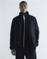 River Island Mens Coat Black Wool Blend Funnel Neck Collared Zip Outerwear Top - M Regular